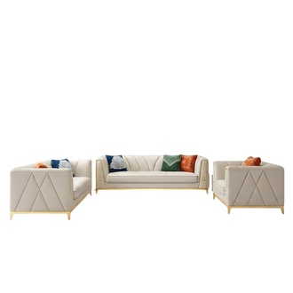 Medusa stainless steel leather sofa set couch living room furniture 4-piece set new