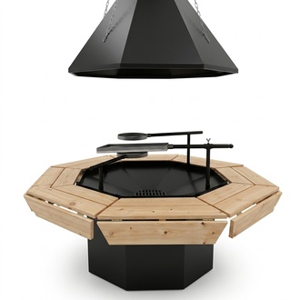 Barbecue hut Indoor barbecue kit Chimney BBQ Wood Kota Table Grillkota