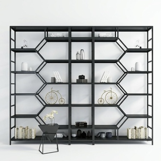 Metal Shelf Partition Wall Designer Luxury Shelves Loft Style Cabinet 3pcs Set New