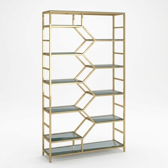 Metal shelf partition designer luxury shelves gold cabinet 3 parts. 120x200cm wall