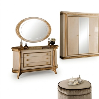 Mirror chest of drawers cabinet chests of drawers bedroom set wood classic style 2 pieces.