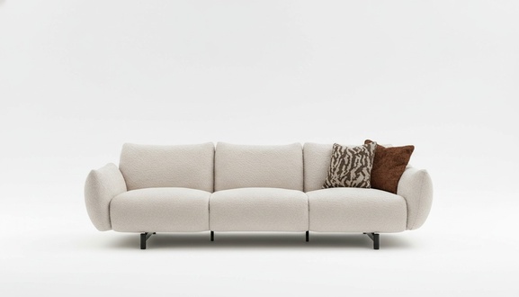 Modern 4-Seater Sofa with Fabric Cover in Beige - Elegant