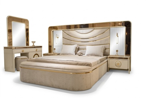 Elegant wooden bedroom set in white with a modern design.