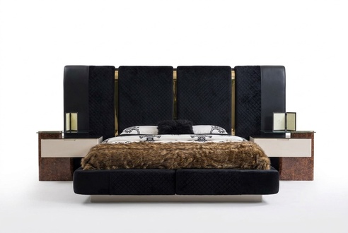 Modern Bedroom Set Bed 2x Bedside Tables Design Furniture 3 pcs.