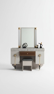 Modern bedroom wood furniture dressing table stool mirror set