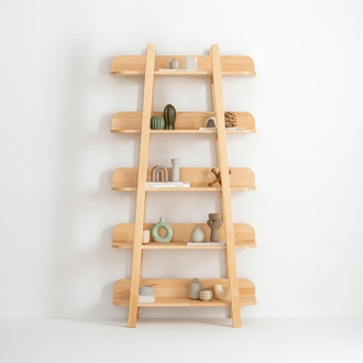 Modern Beige Bookshelf Living Room Storage Shelves Designer Wood Furniture