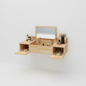 Modern beige makeup table with mirror luxury console dresser bedroom