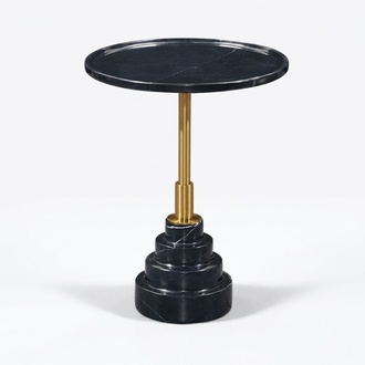 Modern Black Coffee Table Luxury Marble Table Side Tables Living Room Round