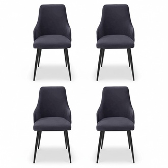 Modern black designer 4x chairs luxury dining room single seater furniture