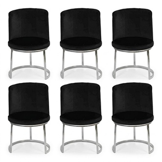 Modern black designer 6x chairs with stainless steel legs Dining chairs