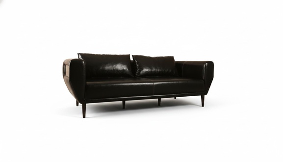 Modern black leather sofa for the study.