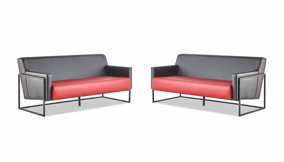 Modern black red leather sofa set 3-seater sofas sofa set couch leather
