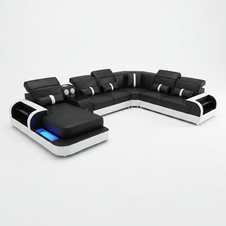Modern black and white corner set sofa upholstery corner couch couch u shape sofas led new