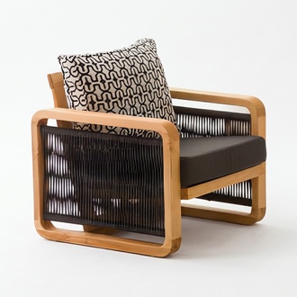 Modern black wooden chair for terrace and balcony