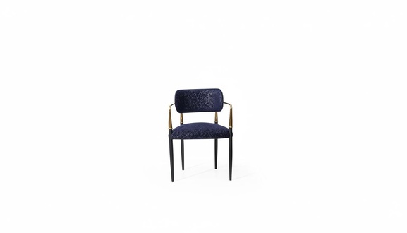 Modern Blue Chair Stainless Steel Frame Textile Single Seater Dining Room Furniture