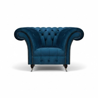 Modern Blue Chesterfield Armchair Designer Seating Furniture Living Room Chair