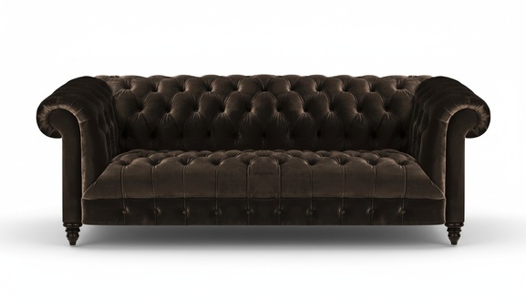 Modern Brown Chesterfield Sofa Designer Fabric Sofas Elegant Upholstered Furniture