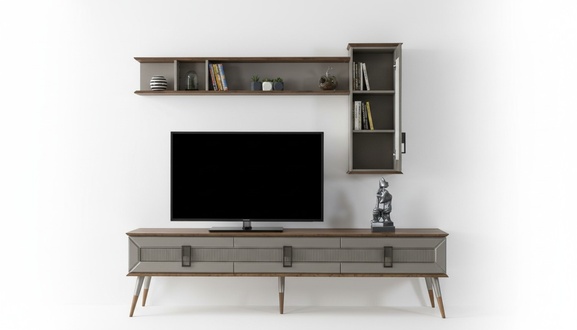 Modern brown living room furniture Robust sideboard Designer shelf 2 pcs