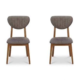 Modern Chair Grey Upholstered 2x Chairs Lounge Wood Textile Wood Armchair New