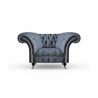 Modern Chesterfield Single Seater Grey Living Room Textile Armchair 1 Seater