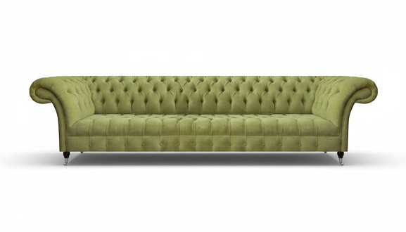 Modern Chesterfield Green Upholstered Sofa Designer Four-Seater Seating Furniture