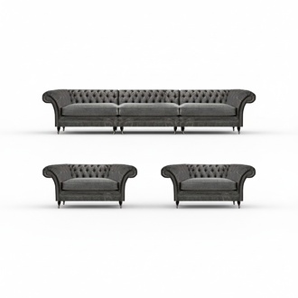 Modern Chesterfield Sofa Set Designer Upholstered Couches 3+1+1 Seater
