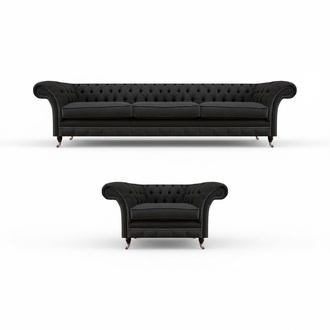 Modern Chesterfield sofa set Elegant 3-seater Stylish armchair