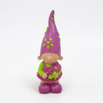 Colorful decorative garden figure designed as a green pink colored dwarf 80cm