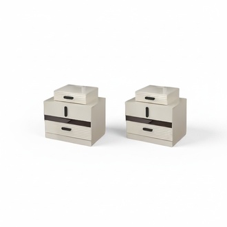 Modern complete bedroom furniture 2x bedside tables beige designer furniture