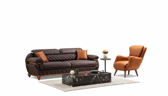 Modern complete living room set armchair sofa couch upholstered three-seater