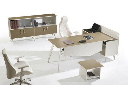 Modern corner office desk white office 3-piece wooden set group