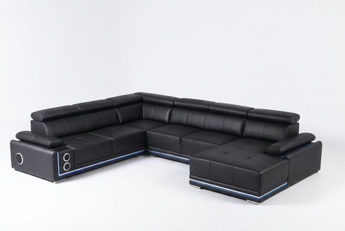 Modern Corner Sofa Living Area Couch Corner Set Led Line Illuminated Set