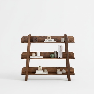 Modern Dark Brown Bookshelf Designer Shelves Wooden Storage Shelves