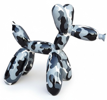Modern style abstract colored decorative sculpture designed as colorful balloon animal figure 57cm height