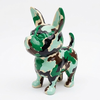 Abstract gloss colorful decorative garden sculpture designed as a dog 91cm