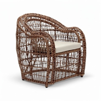 Modern Design Braun Armchair Sofa Sit Luxuriously Relax Rattan Upholstery