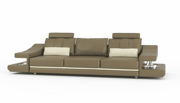 Modern Designer Luxury Sofa 3 Seater Furniture Upholstery Leather Brown Big Sofas Couches