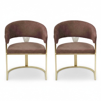 Modern dining room 2x chairs designer luxury stainless steel elements textile new