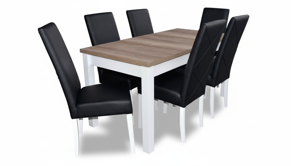 Modern Dining Room Leather Table Chair Set Complete Set 7 Piece Set Chairs