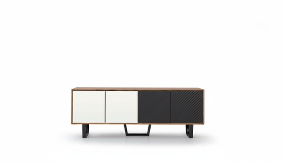 Modern dining room set consists of 4 pieces. Sideboard with 3x mirrors novelty