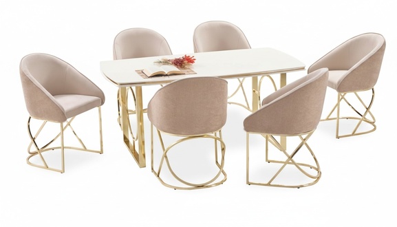Modern dining table 6x chairs designer luxury dining room furniture dining set