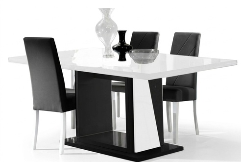 Dining room rectangular extendable gloss dining table in modern style 140-180x90cm