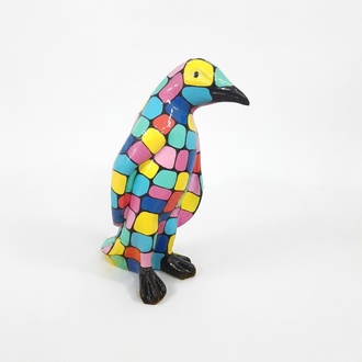 Decorative sculpture designed as gloss multi-colored penguin figure 90cm height