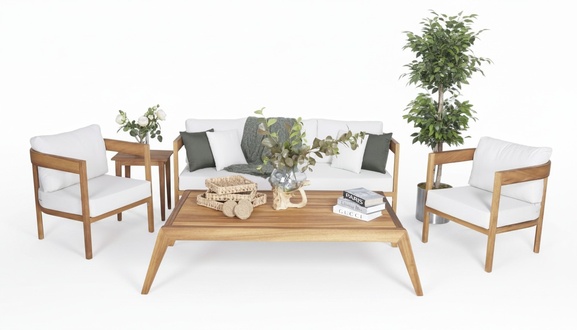 Modern garden furniture set 4-piece sofa group coffee table armchair seating group