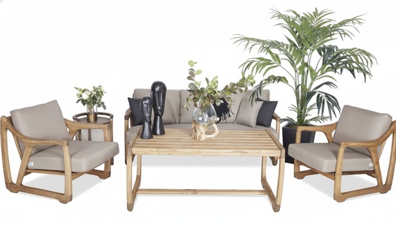 Modern garden furniture set sofa group 3+1+1 seat designer dining table table