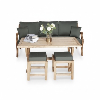 Modern garden furniture sofa 3-seater seating furniture dining table wood stool upholstered stool