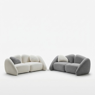 Modern gray 3-seater sofas made of fabric for living rooms.