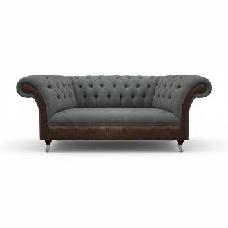 Modern Gray Chesterfield Upholstered Sofa Designer Luxurious Three-Seater