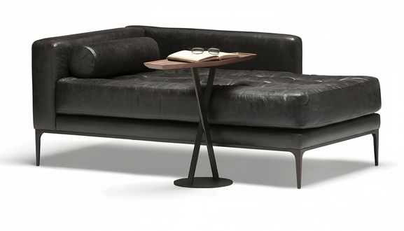 Modern gray upholstered armchair with wooden frame for living room.