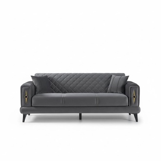 Modern gray three-seater sofa upholstered furniture textile design for living room.